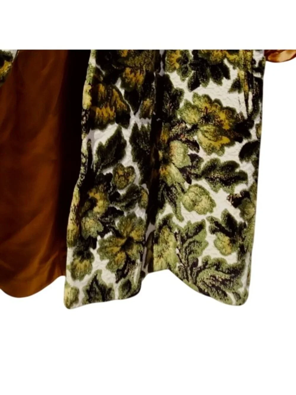 60s Cut Velvet Swing Car Coat Floral Plus Size Satin Lined XL/1X Volup Vintage - Picture 12 of 15